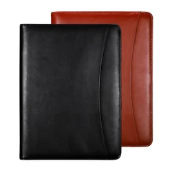 Professional A4 Business File Holder PU Leather 3 Ring Binder Padfolio Case Executive Folder customized logo