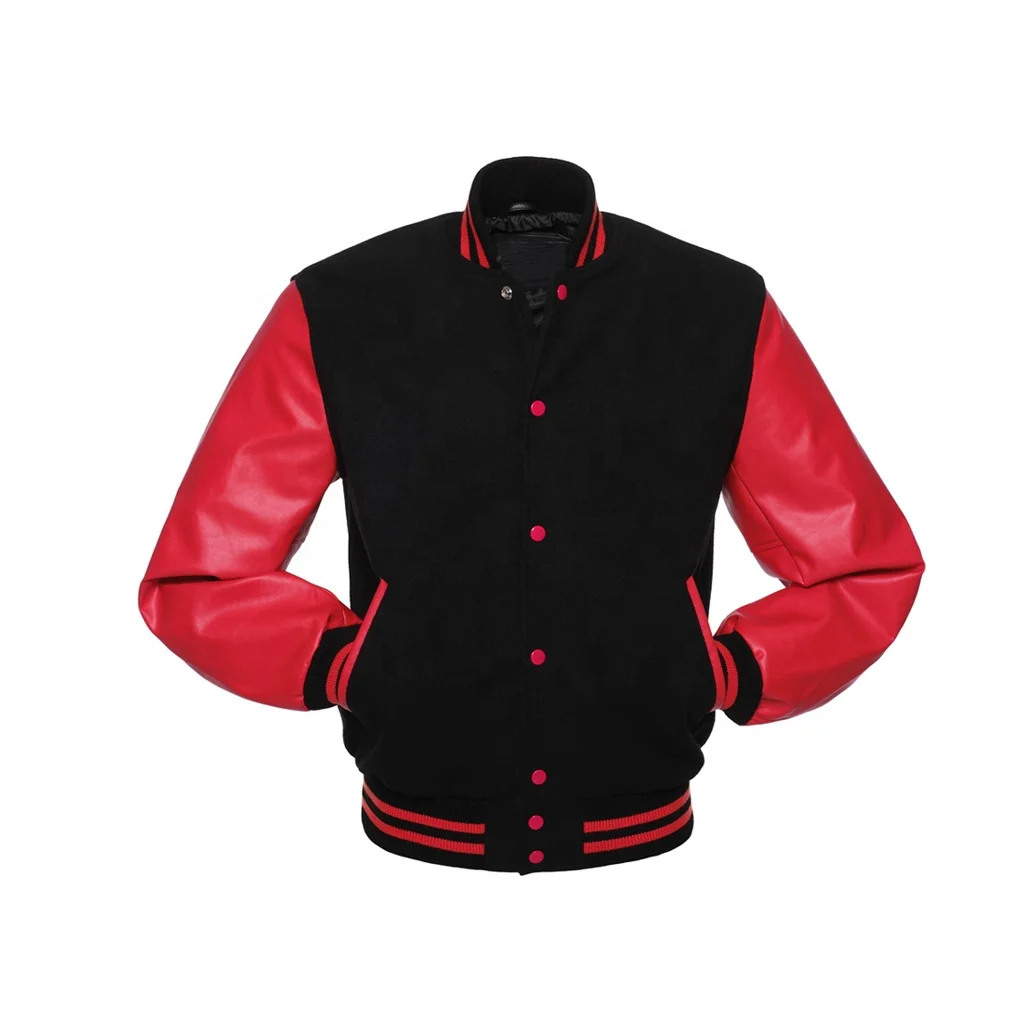 
Custom Embroidered Chenille Patch Letterman Baseball College Jackets/ Melton Wool Varsity Jacket Genuine Cowhide Leather Sleeves 