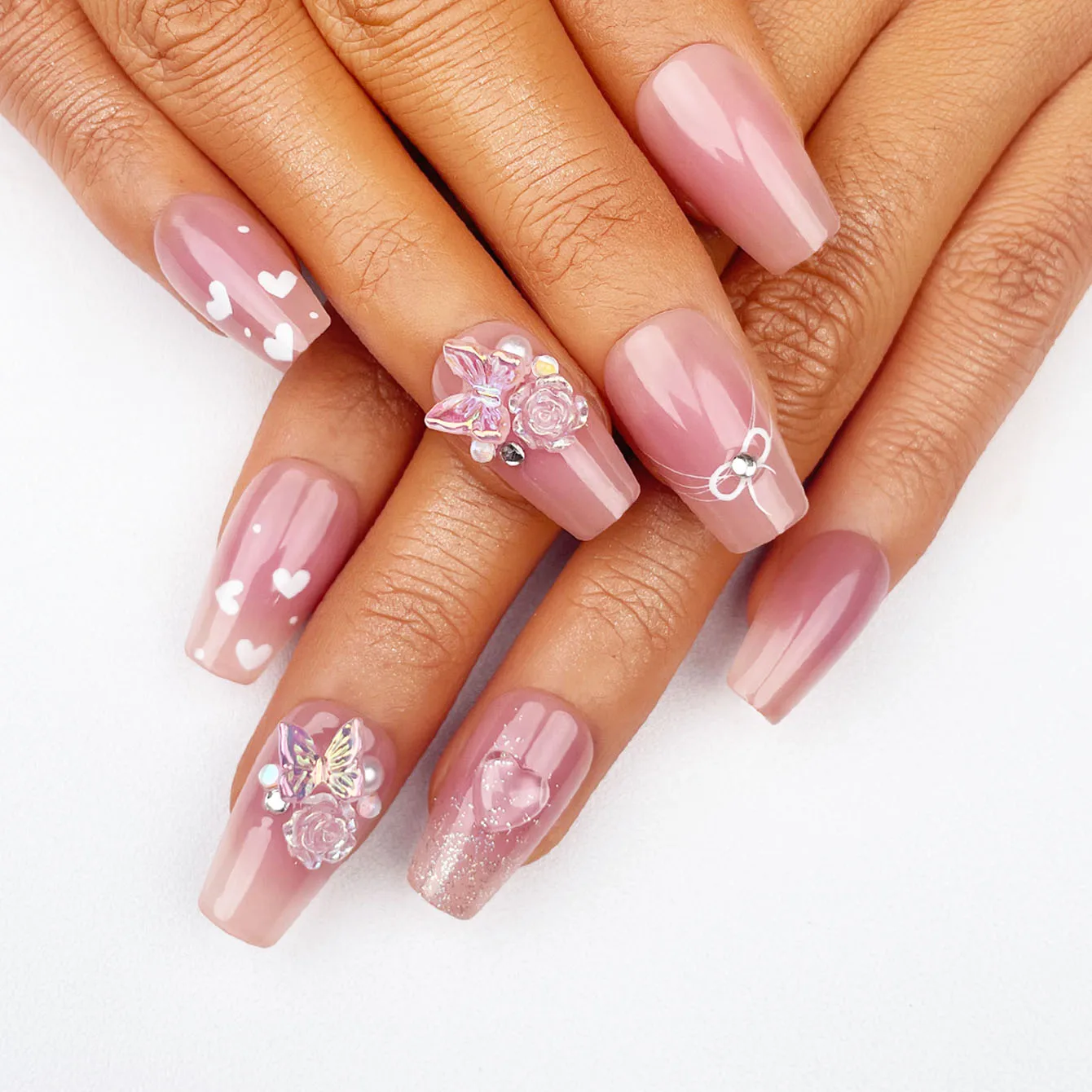 Faux Ongles Acrylic Luxury Handmade Press On Nails 10 Pieces French Tip Long Almond Coffee Artificial Fingernails Fake Nails Art