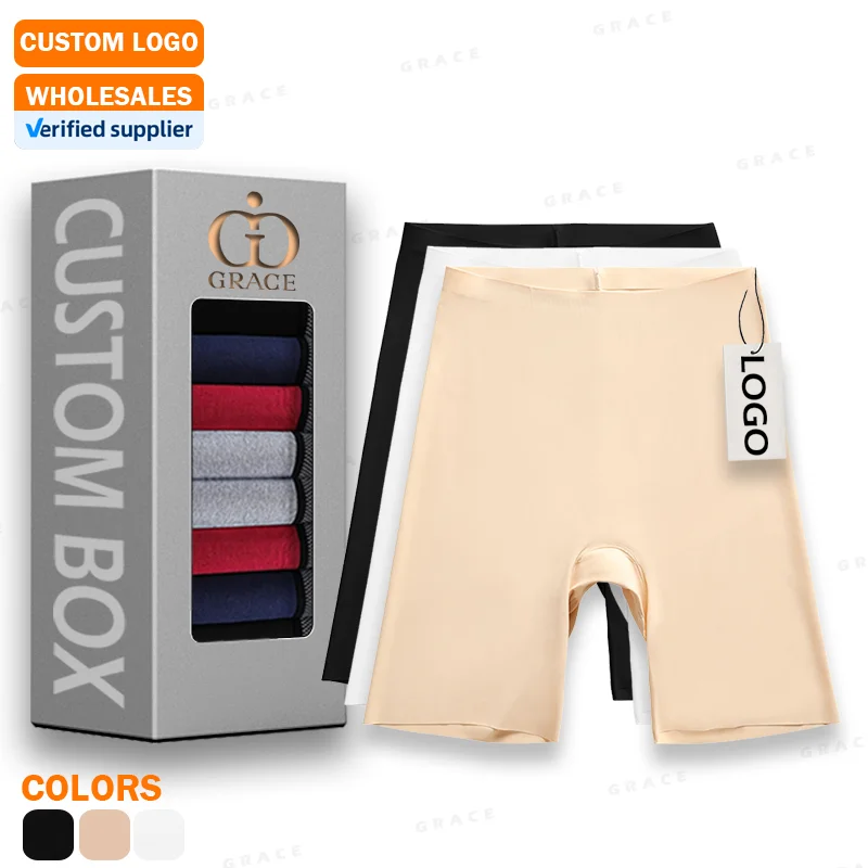 Custom Logo High Waist Boyshorts Breathable Women Boxers Underwear Pure Cotton Crotch Seamless Ladies Boxer Panties