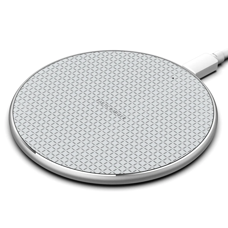 10W ultra thin metal alloy Qi wireless charger set fast charging source round portable with LED display for iPhone and Android