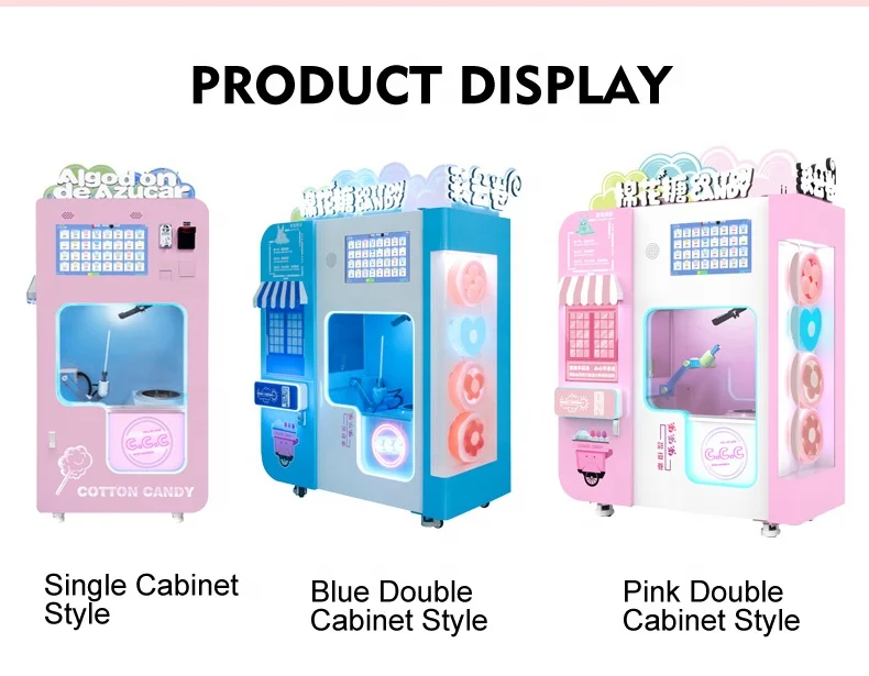 Commercial Fully Automatic Fancy Flower Cotton Candy Floss Making Maker Vending Machine For Foods And Snack