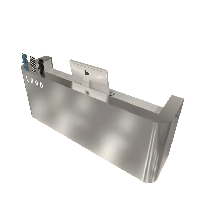 Simple modern clothing store checkout Stainless steel bar shop Small beauty salon Barber shop front desk Reception desk