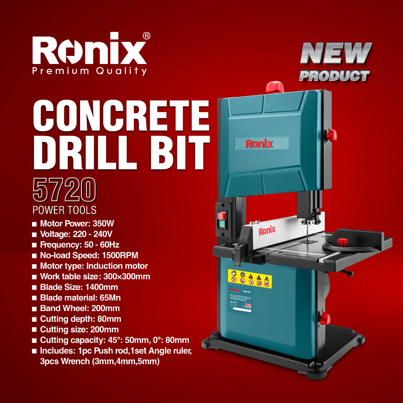 5720 Ronix лидер продаж 50-60 Гц 220-240 В профессиональные электроинструменты 350 Вт высококачественные 1500 об./мин лентовая пила для деревообработки