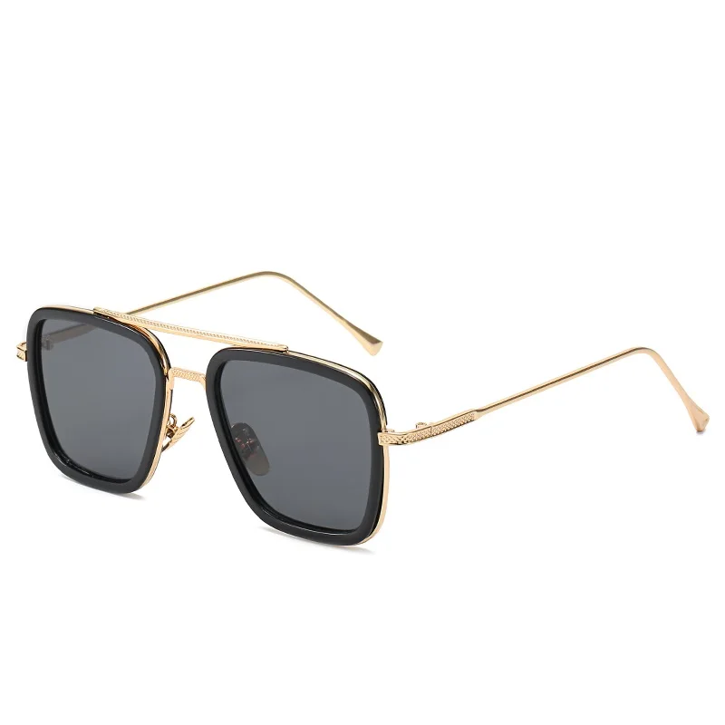 Fashion Tony Stark Square Sunglasses Men Brand Design Sun Glasses Oculos Retro male iron Man