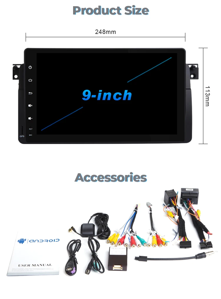 Ismall 7inch Carplay Android Radio Touch Screen for BMW 3 Series E46 323ci 325ci 330ci 318i 328i 330xi M3 1999-2004
