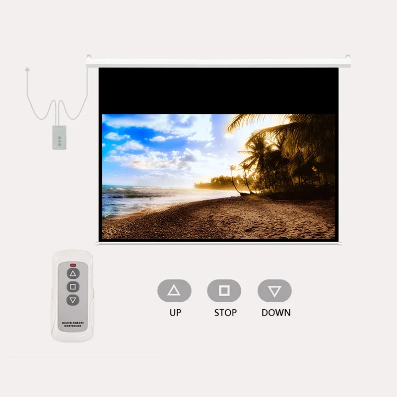 Remote Control for Home Office Meeting Room 84 inch 16:9 HD Automatic Motorized Projection Electric Screen