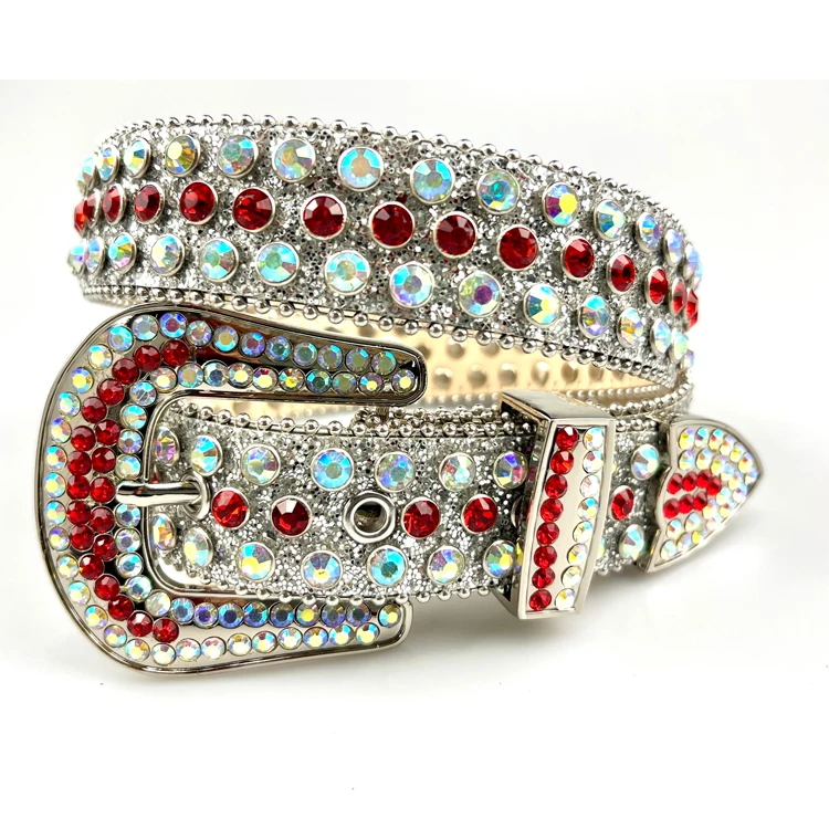 Fashion Casual Cowgirl Cowboy Bling Crystal Unisex Leather Rhinestone Waist Belt for men women