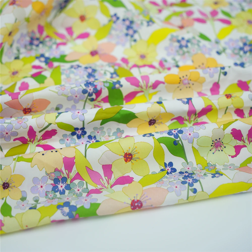100% bci oeko-tex cotton poplin print fabric custom designs digital printing liberty london organic cotton fabric woven