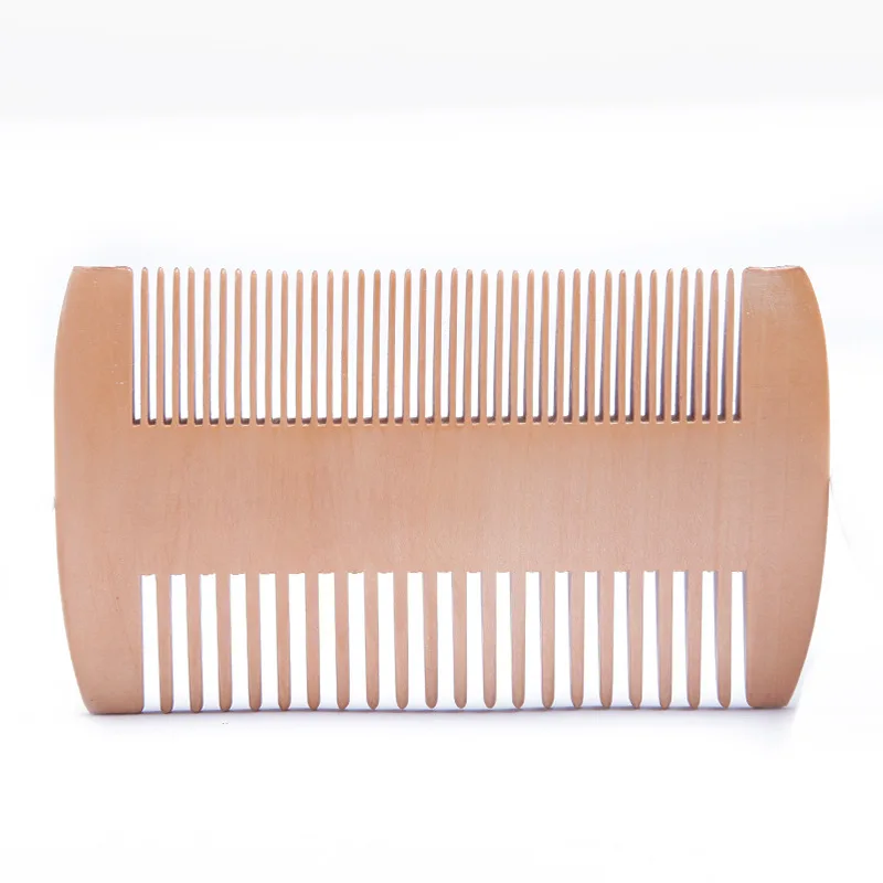 Private Label Natural Peach Wood Pocket Size Beard & Mustache Comb Travel-Friendly Comb for