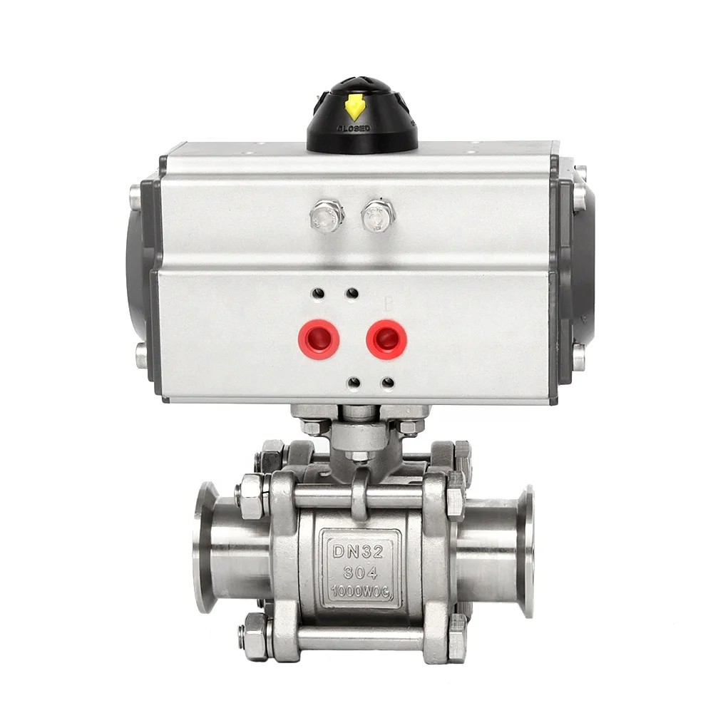 Pneumatic actuator operation 3 piece three piece 3pc ball valve