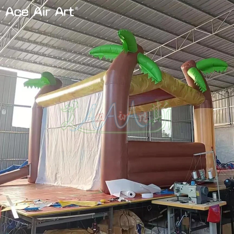 3mLx2.5mHx3mH Outdoor Portable Inflatable Tiki Bar Booth for Backyard Beach Party Event Serving Inflatable Pub Tent