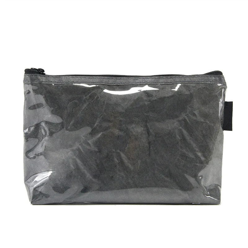 Custom Green Washable Tyvek Kraft Paper Cosmetic Makeup Travel Bag