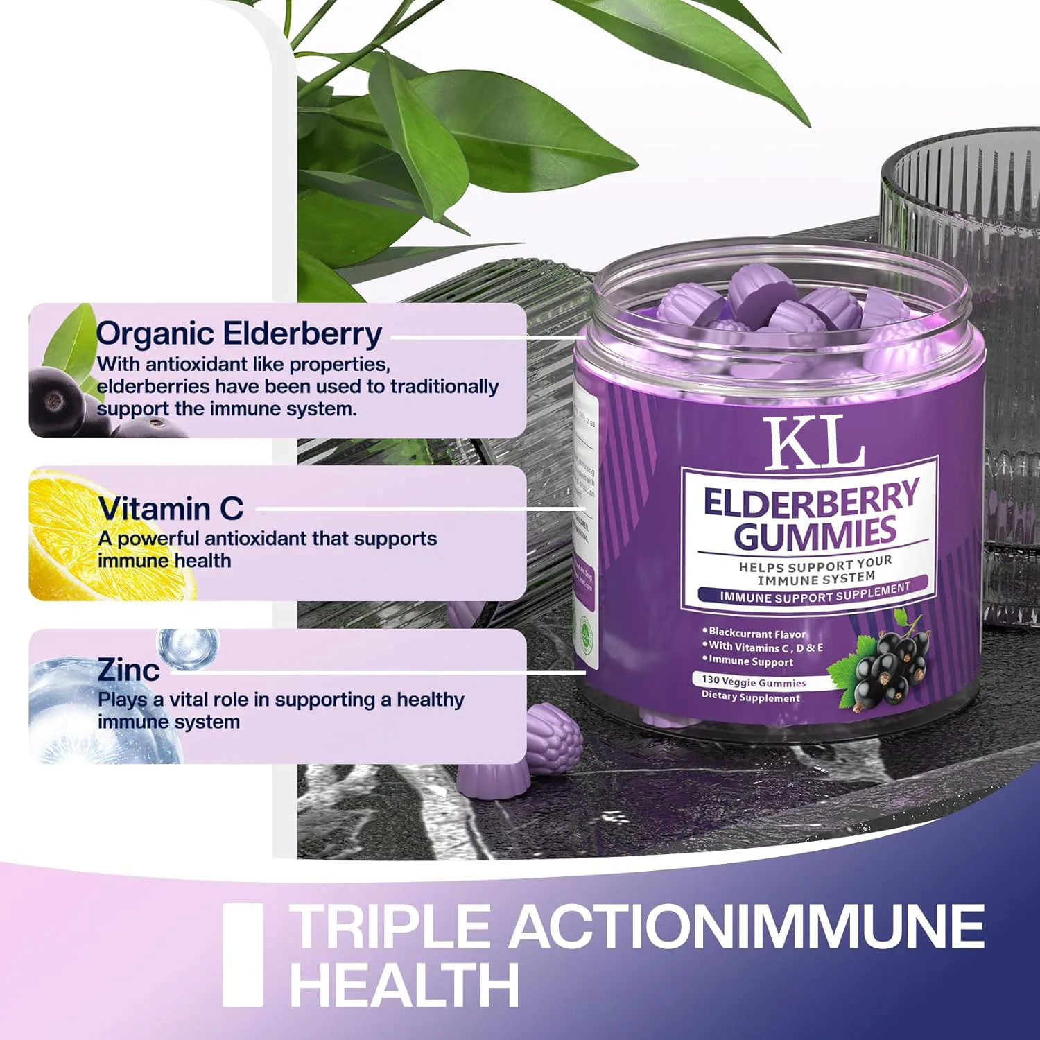 Private Label Vegan Vitamin C диетическая добавка с иммунной поддержкой Elderberry Gummies