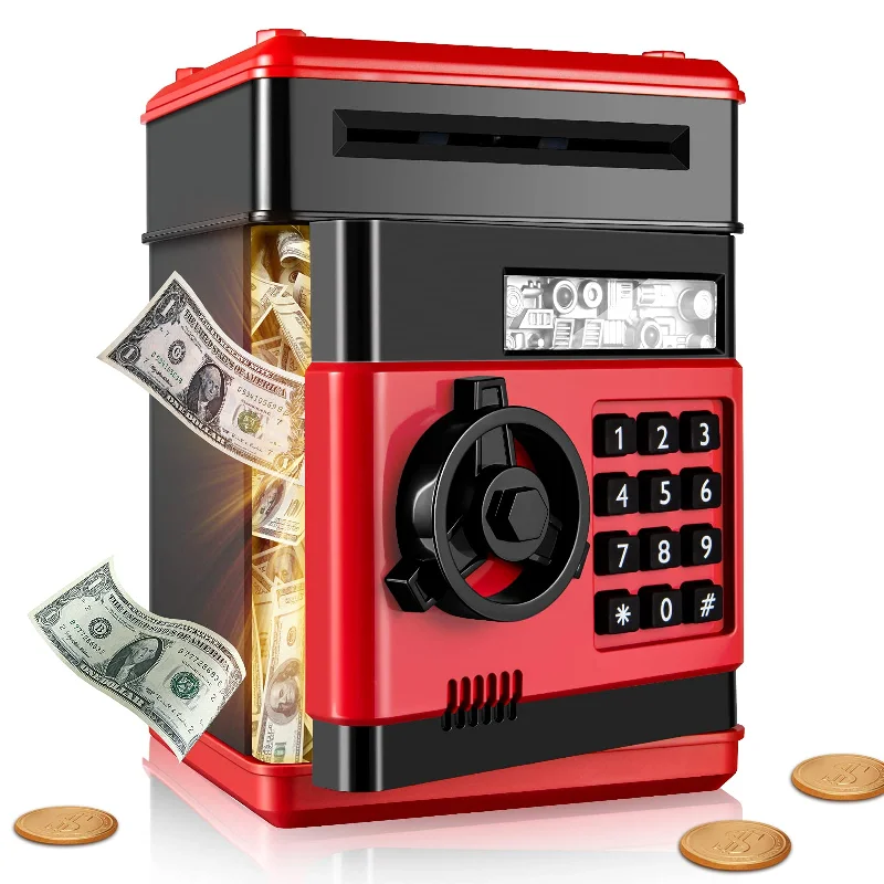 Electronic Piggy Bank ATM Mini Money Box Safety Password Chewing Coin Cash Deposit Machine Gift for Children Kids