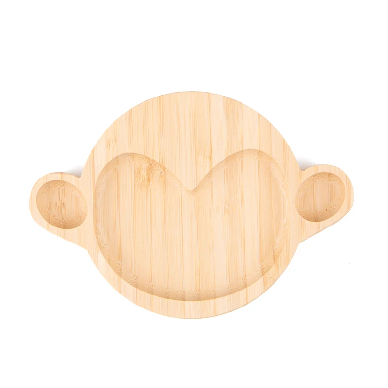 OEM Custom Lovely Animal Shape Eco-friendly Bamboo Wood Noodle Biscuit Fruit Serving Plates for Home & School