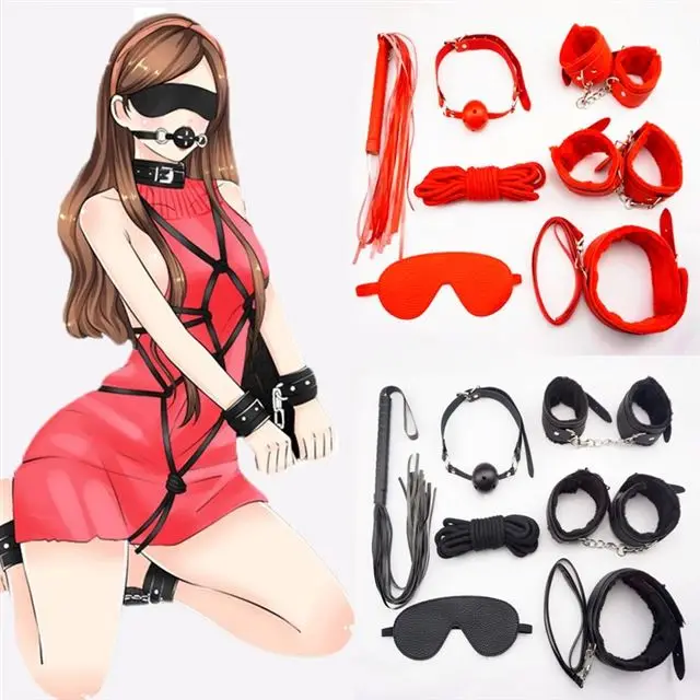 7 Pcs Bdsm Bondage Tool Fetish Sm Restraint Suit Adult Sex Toys For Woman And Men Couple Sex Game Rope Whip Mouth Ball Eyeblind