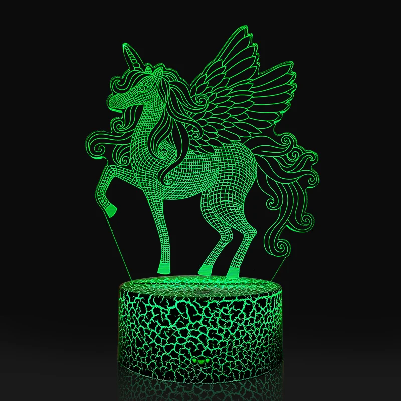 RGB LED Lamp ABS Acrylic Black 3D lamp cracked base Touch Base with USB Cable and Remote Control