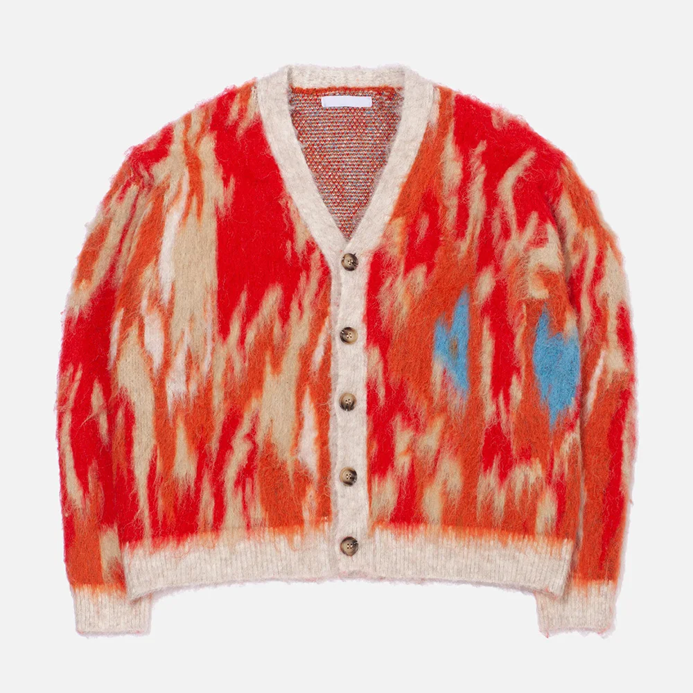 Knitwear manufacturer Custom OEM ODM knit Sweater Long Sleeve Men Wool Fuzzy Knitted Mohair cardigan men custom knit sweater