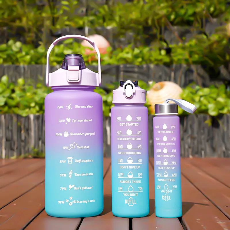 Оптовая продажа bouteilles deau termos de agua gym 3 en 1 пластиковые чашки motivacionales tro