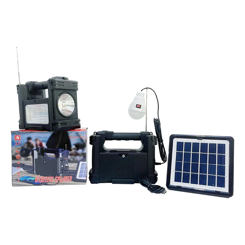 Fm Am Sw 8 Band Receiver Solar Powered Generator Charging Professional Radio Emergency Light with Solar Panel Speaker Lights