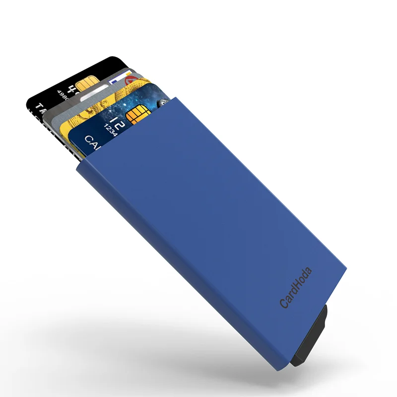 Выдвижной алюминиевый держатель для кредитных карт с блокировкой радиочастотной идентификации