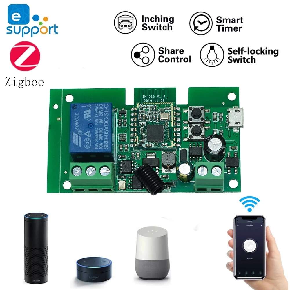 Zigbee 3.0 EWeLink  Smart Remote Control Wireless  Switch Module 1CH DC 7-32V 5V RF Receiver  Relay For Alexa IFTTT