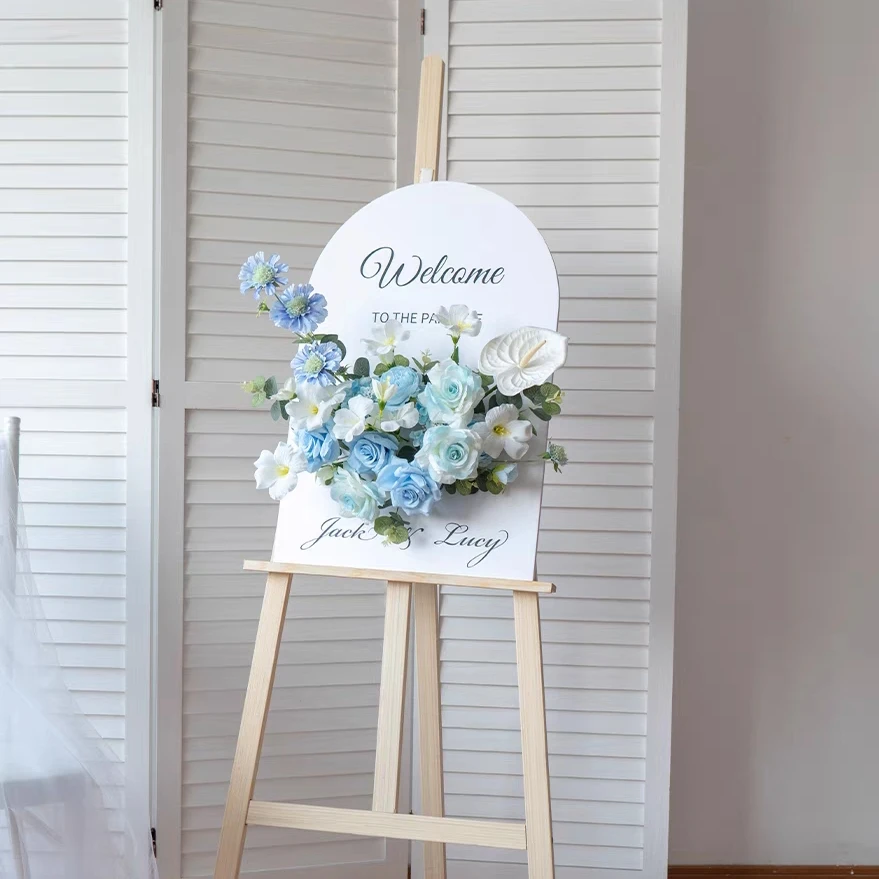 Event Planning Supplies Silk Flowers High Quality Wedding Welcome Sign Blush Pink Hydrangea Flower Arrangement