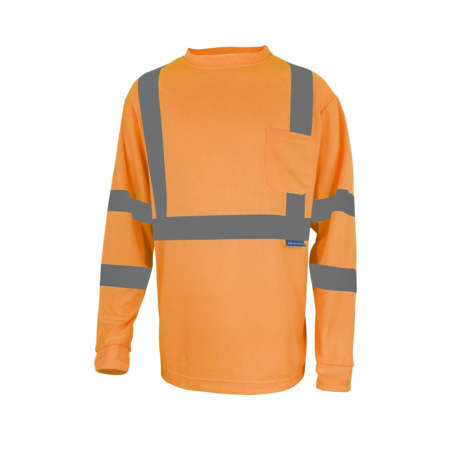 LX Stock Long Sleeve Hi Vis Reflective Shirt Orange Safety Polo T Shirt Low MOQ Custom Logo Safety Shirt