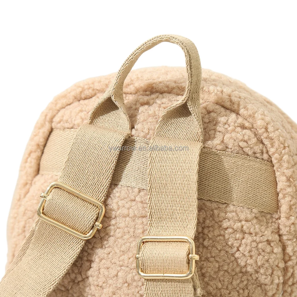 plush fur teddy bag kids travel Hiking girl plush teddy backpack kids plush toddler backpack Teddy fur bag with front pocket
