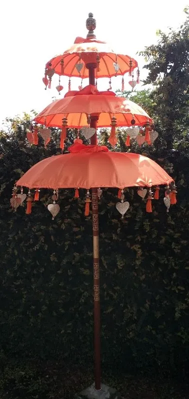 Bali Home Garden Umbrella Wood Material Painted Folk Art and Buddhism Decoration Handcrafted by Local Artists