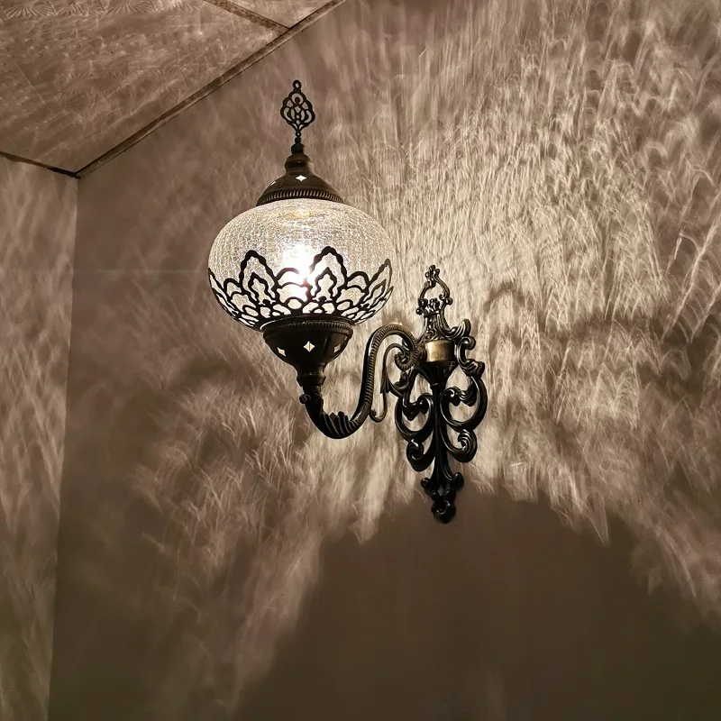 Ottoman retro exotic restaurant hotel homestay bar cafe decoration turkish hollow ice crack wall lamp