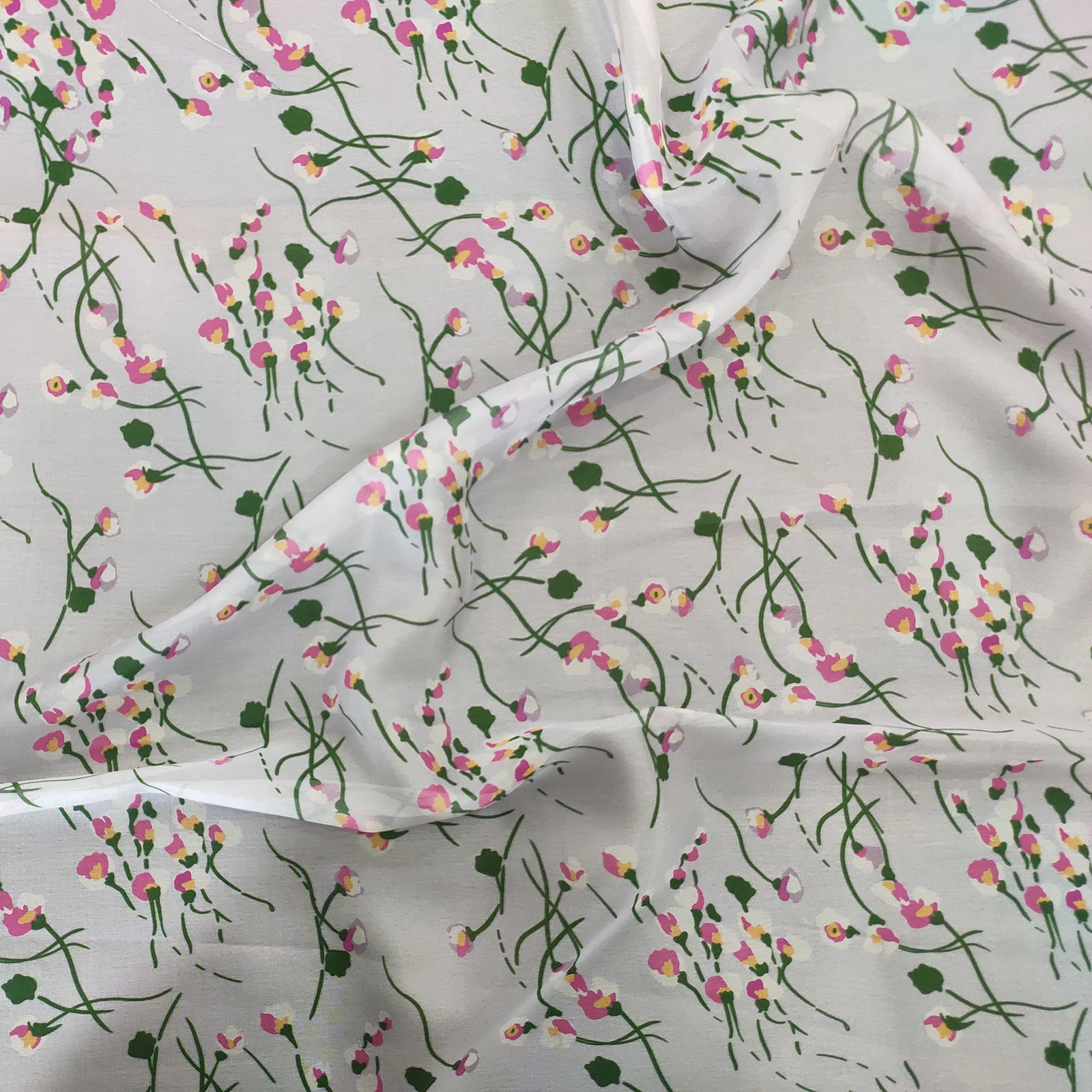 
Professional brocade floral print satin roll screen printing mesh silk fabric 