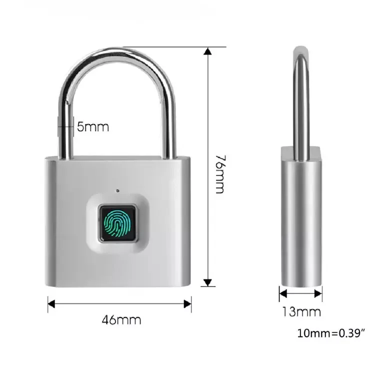 Security Zinc Alloy Fingerprint Smart Biometric Electronic Padlock Anti-theft Waterproof Smart PadlockPopular
