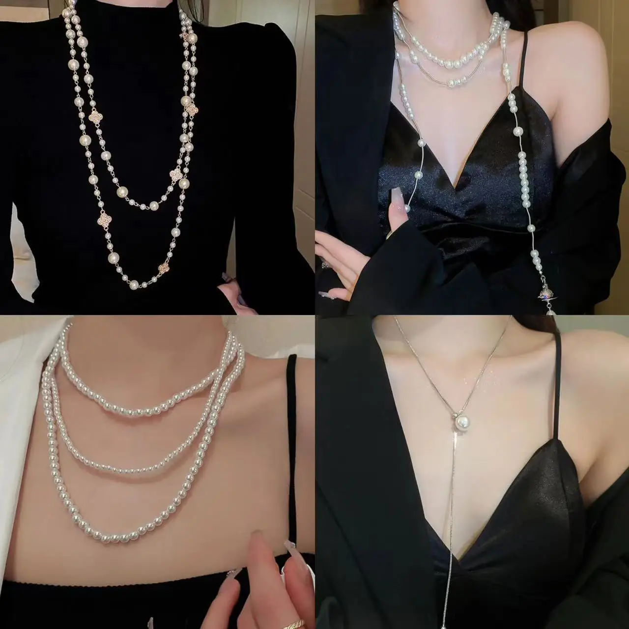Wholesale Irregular Long Pearl French Luxury Temperament Sweater Chain Niche Simple Senior Bead Peal Necklaces For Female