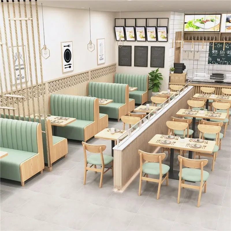 Customized Restaurant Sofa Booth Western Restaurant Wooden Sushi Table And Chairs Combination Hot Sale Products Dining Set