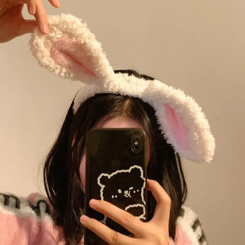 Bunny Ears Costume Plush Cute Cosplay Dress up Bunny Costume Faux Fur Rabbit Ear Headband for Kids and Adults