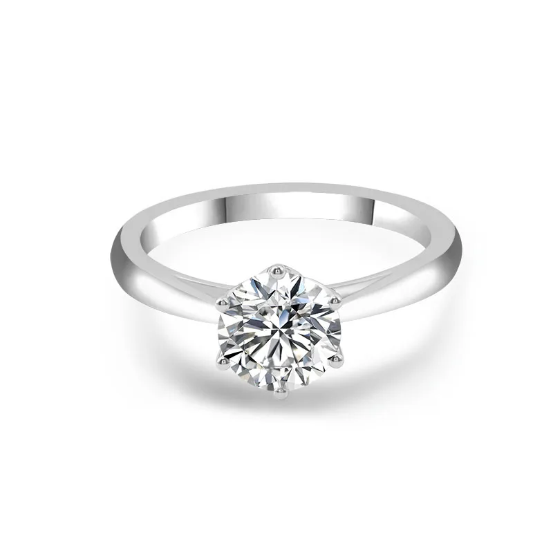 women customized wedding ring 6 prongs 18k white gold ring laboratory-grown diamonds 1ct natural diamond