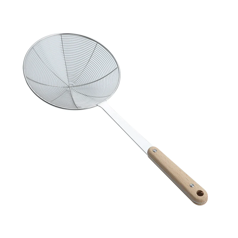Hot sale noodle  strainer  wire skimmer strainer with wooden handle stainless steel strainer
