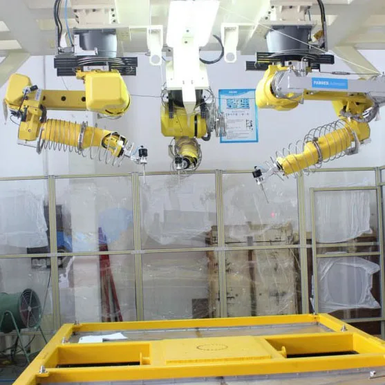 waterjet robot cutting automotive headliners waterjet cutting pure water cutting head robotic