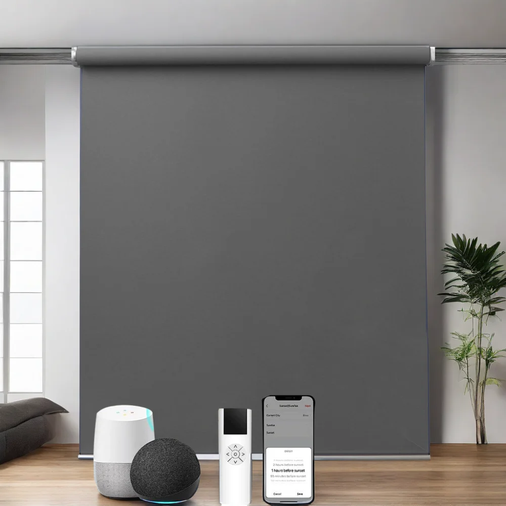 Лидер продаж, совместимые с Alexa моторизованные затемненные роликовые затемненные современные умные внутренние жалюзи водонепроницаемые для уединения