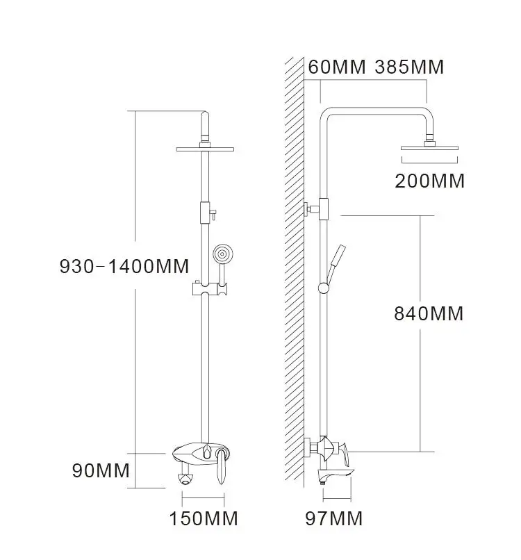 NA13410 Dual Handle Bathroom Faucet And Bath Shower Mixer Set