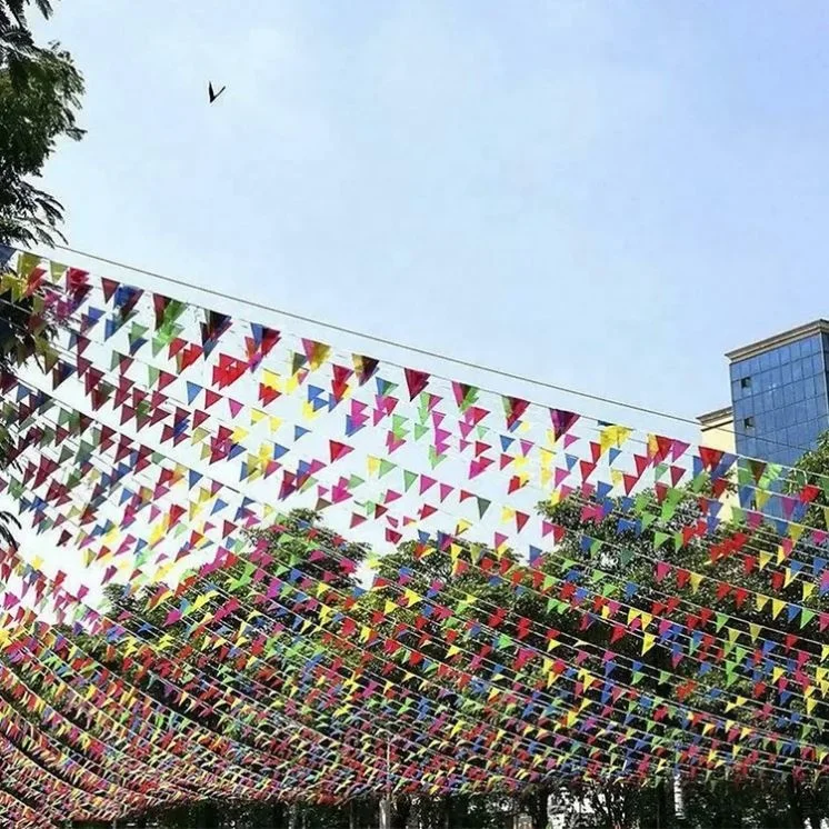 OEM ODM High Quality Custom Polyester Fabric Colorful Pennants String Flag Triangle Bunting Banner for Celebration Decoration