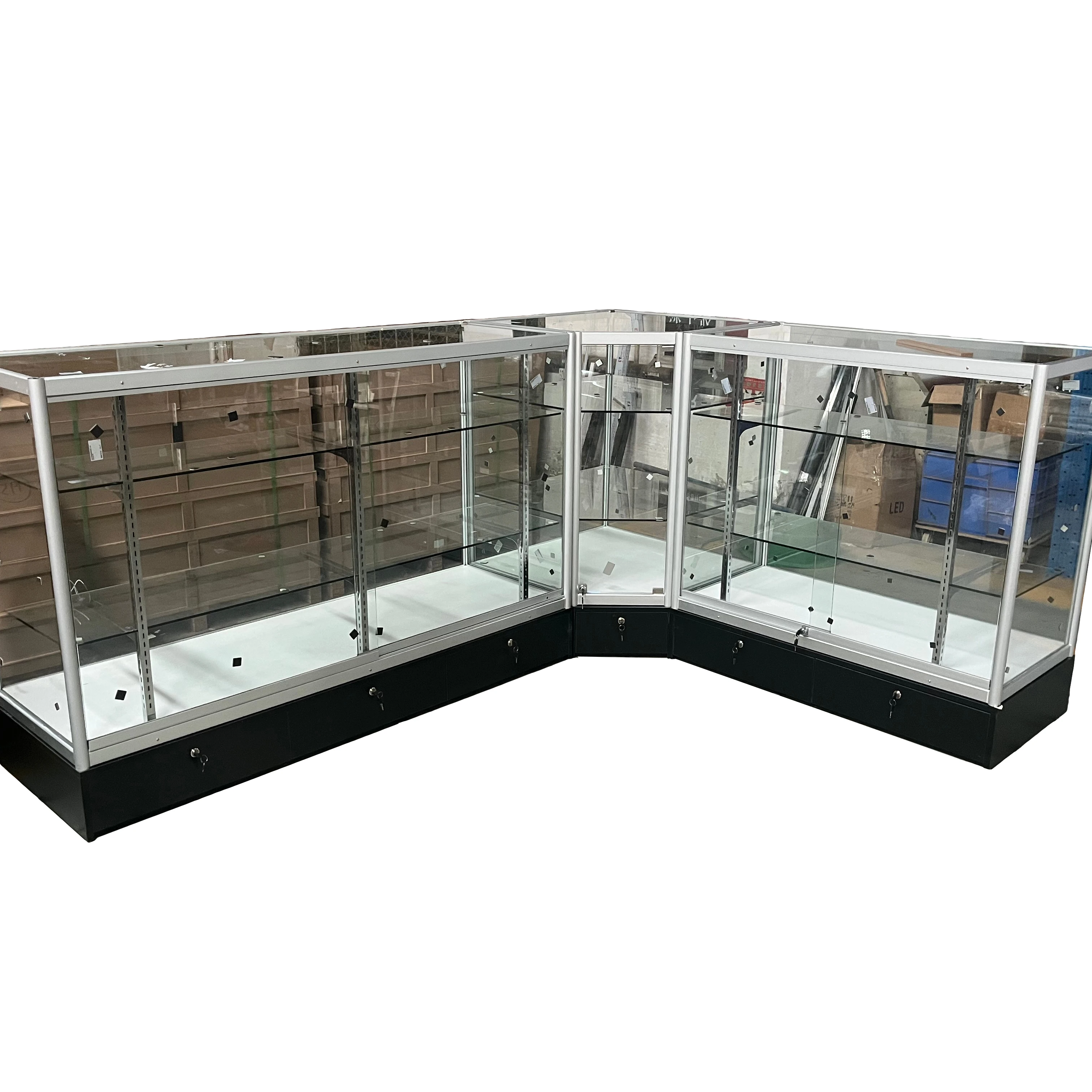 glass corner cabinets and glass jewelry display cabinet display showcase for sale