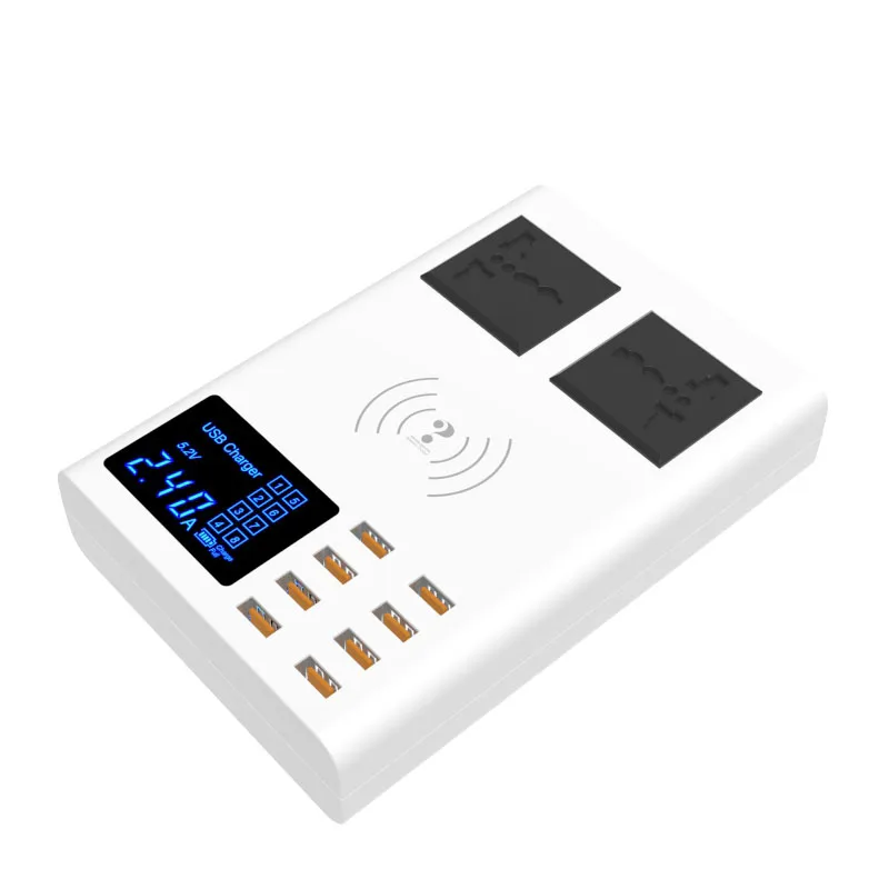  DP UK Smart USB зарядное устройство 40 Вт с универсальная розетка переменного тока светодиодный дисплей 8-портовый беспроводной адаптер для зарядного