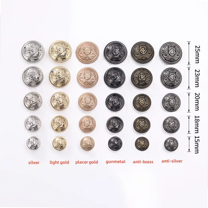Vintage embossed metal shank button crown sewing buttons brass copper gold blazer buttons for men blazer suit coat