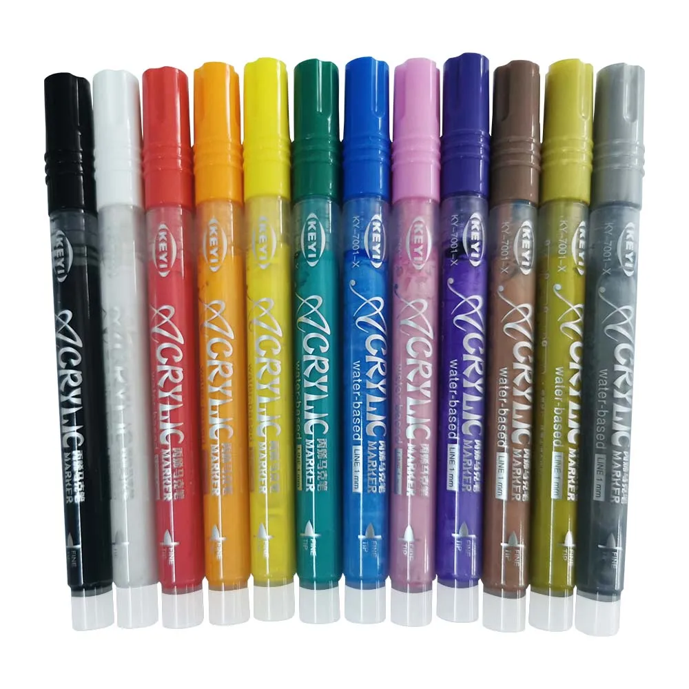 Safe and non-toxic water based acrylic permanent marker set 12 pack