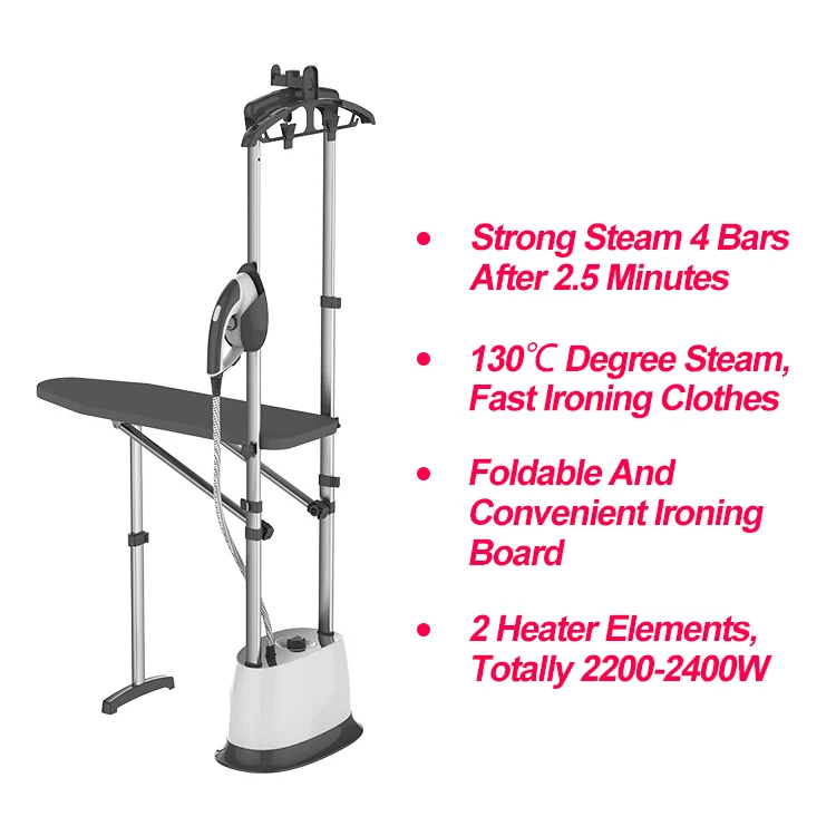 Support Samples New 4 Bar Pressurize Standing Garment Steamer iron With Foldable ironing board