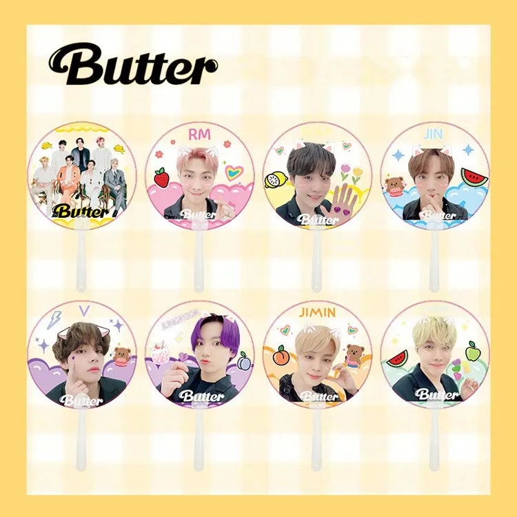  Оптовая продажа симпатичный милый фанат Bangtan boys подарочная карта души 7 пластиковых вееров Handfan RM SUGA JIN JHOPE JIMIN JK V прозрачный