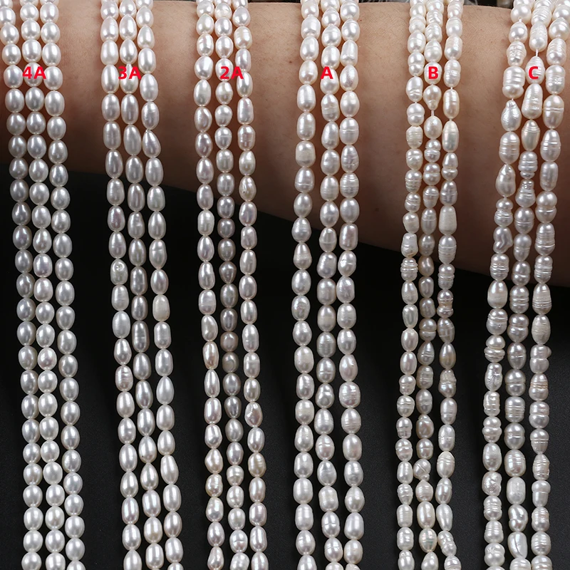 5-6mm AAAA AAA AA A B C D different grade White Natural Loose Beads Real Freshwater Rice Pearl Strand